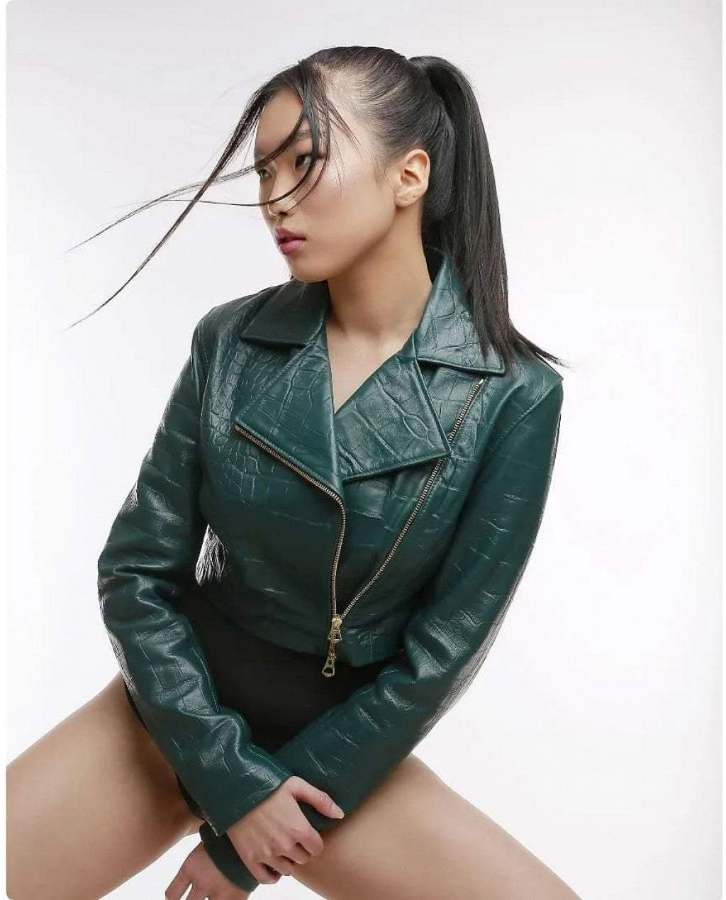 GEACA DIN PIELE NATURALA GREEN CROCO