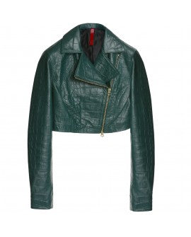 GEACA DIN PIELE NATURALA GREEN CROCO
