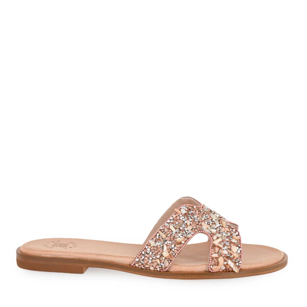SANDALE DAMA FLAT GLITTER GOLD